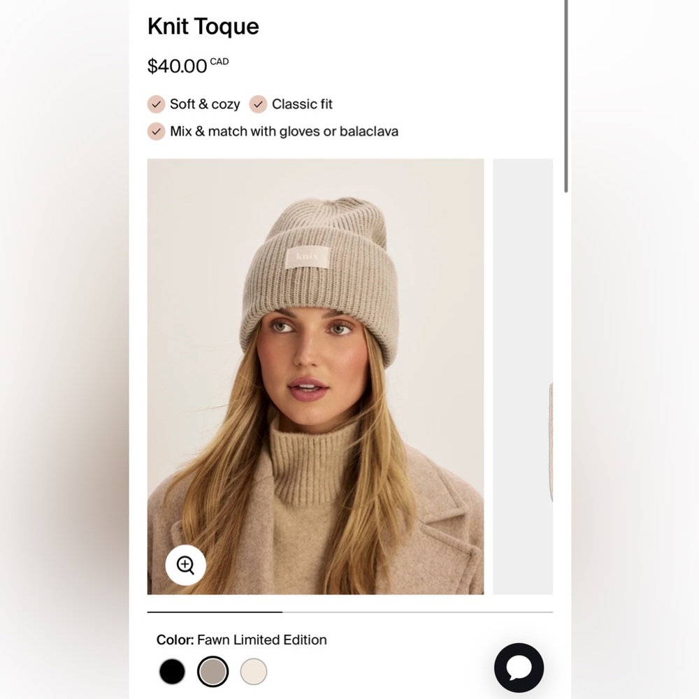 🟢2/$20 Knix Beige Knit Toque - comes with free tote bag!